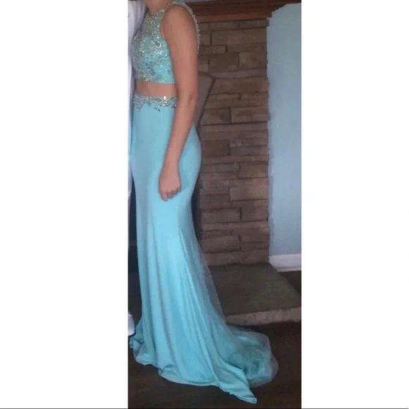 blue mori lee prom dress Dusty Blue Spaghetti Straps Off the Shoulder Simple Cheap Bridesmaid D –  SposaBridal main image 0